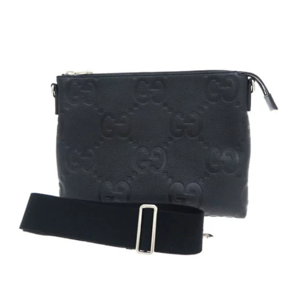 Gucci Jumbo GG shoulder bag embossed monogram Black